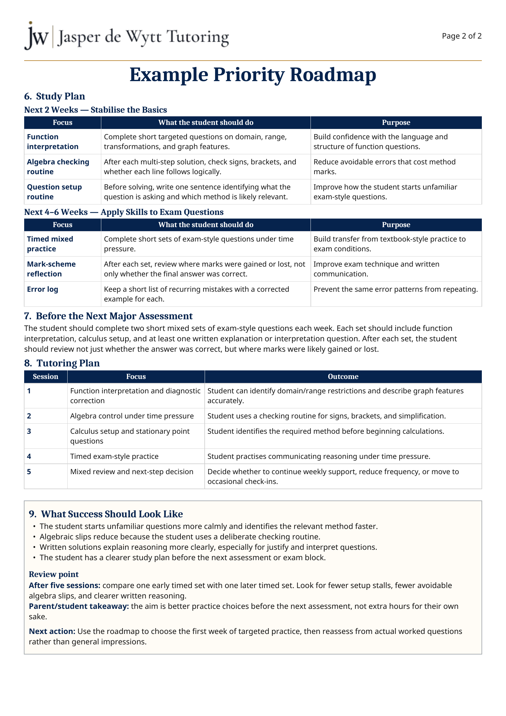 Example diagnostic report page 2